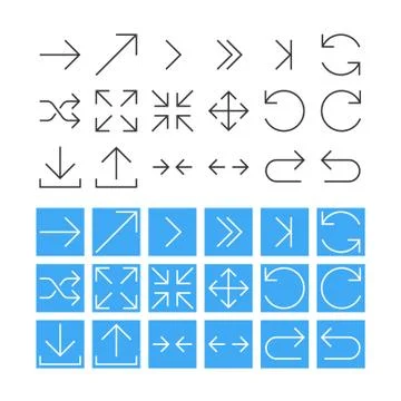 Thin arrow icon set. vector Illustrazione stock