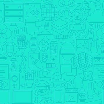 Thin Augmented Reality Line Seamless Mint Pattern Illustrazione stock