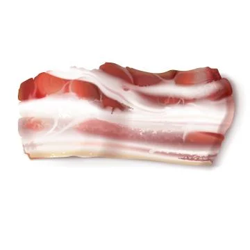 Thin bacon strip, fatty slice of pork meat Stock Illustration