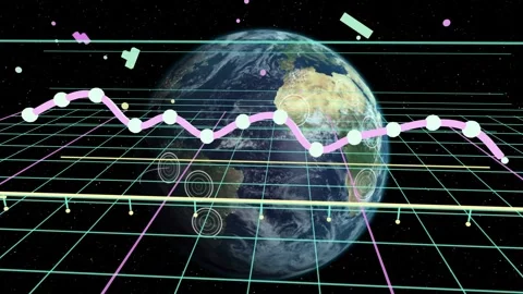 Thin bar appearing triggers grid extending as pink line linking nodes Stock Footage 335637233