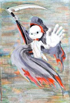 The thin bars the superhero in death with a scythe Stock Illustration
