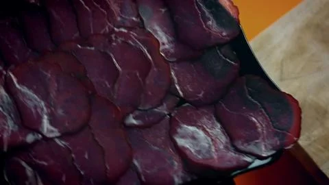 Thin Beef Slices for Wrapped Meatloaf — Tight Close Up Stock Photos