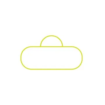 A thin black outline shows a horizontal capsule shape with a small arch cente Stock Illustration