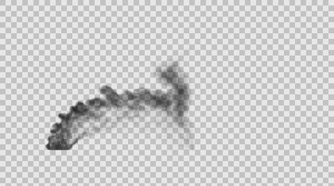 Thin Black Smoke Blown by Wind with Alpha Channel Stock Footage 60387789