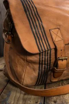 Thin Black Stripes Design on Side of Leather Satchel Stock Photos
