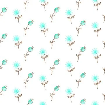Thin blue flower vector pattern Stock Illustration