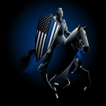 Thin Blue Line Knight Stock Illustration