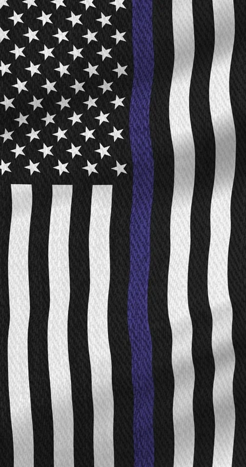 Thin Blue Line US flag with stars and stripes background with seamless loop Stock Footage 315365745