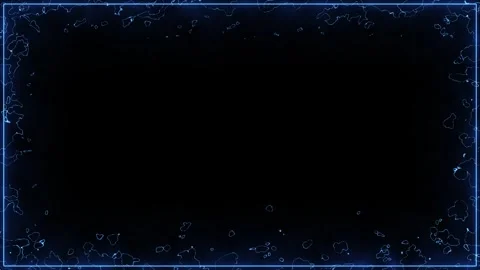 Thin Blue Neon Energy Frame Border Loop on Black Background HD FX Stock Footage 326979761