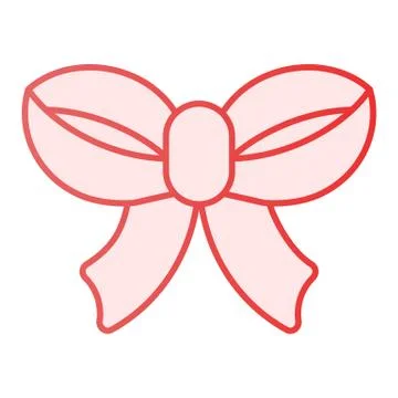 Thin bow flat icon. Gift decor pink icons in trendy flat style. Ribbon knot Stock Illustration