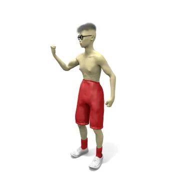 A thin boy shows biceps Stock Illustration