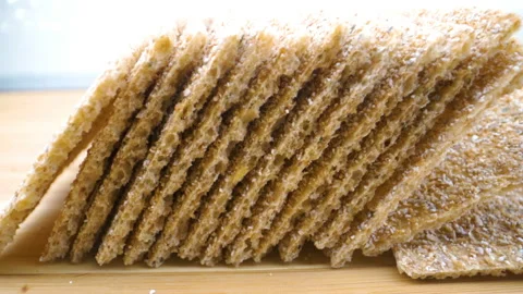 The thin bread with the rice crispies Stock Footage 135695346