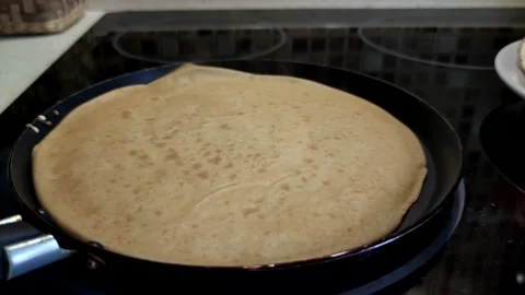 Thin brown pancake surface Stock Footage 229547478