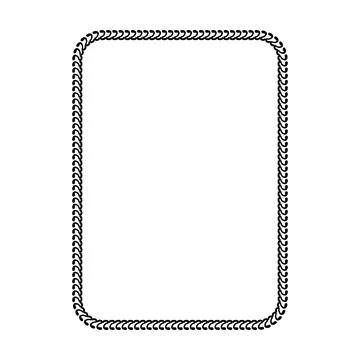 Thin Chain Rounded Square Border Frame Linked Pattern Vector Illustration Illustrazione stock