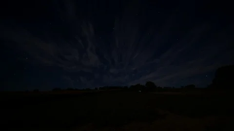 Thin clouds on night sky - time lapse Stock Footage 124094457