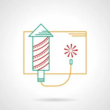 Thin color line fireworks vector icon Stock Illustration