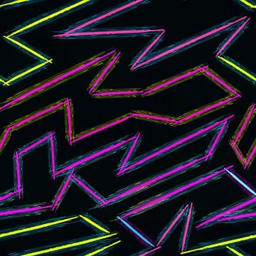 Thin color lines on a black background abstract vector pattern in graffiti st 스톡 일러스트
