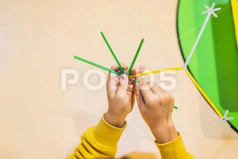 Thin colored rods for making and designing Stock Photos