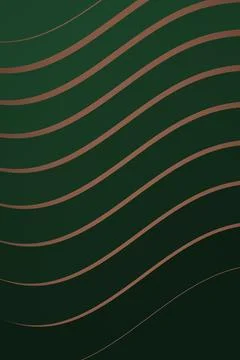 Thin copper-colored curved lines sweep across a deep green field, creating .. Stock Illustration