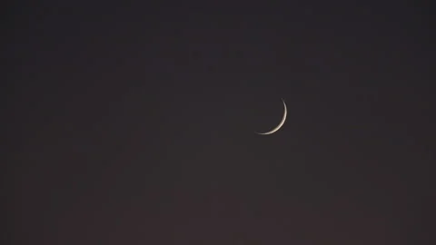 Thin crescent moon at night full sky Stock Footage 240473992