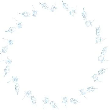 Thin curved blue lines, performing an elegant plant pattern, on a white backg イラスト素材