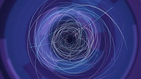 Thin curved lines spiral toward a dark central circular void Stock Footage 342216821