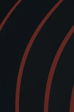 Thin dark red curved lines arc across a nearly black background, creating a.. Illustrazione stock
