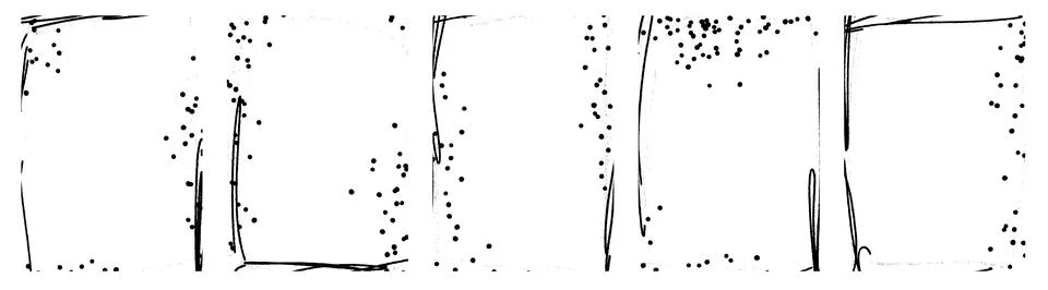Thin doodle frames with sketchy line borders and scattered ink dots. Subtle Illustrazione stock