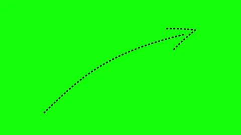 Thin dotted line arrow animation on a chroma green background Stock Footage 311105225