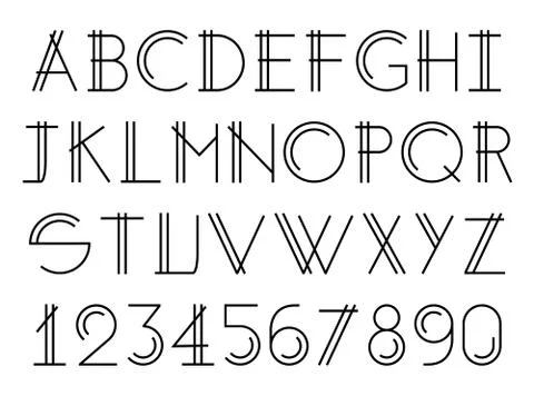 Thin double line font Stock Illustration