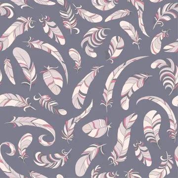 Thin feathers seamless vector pattern 스톡 일러스트