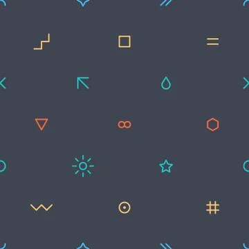 Thin flat seamless pattern on dark gray Stock Illustration