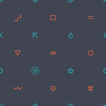 Thin flat seamless pattern on dark gray 스톡 일러스트