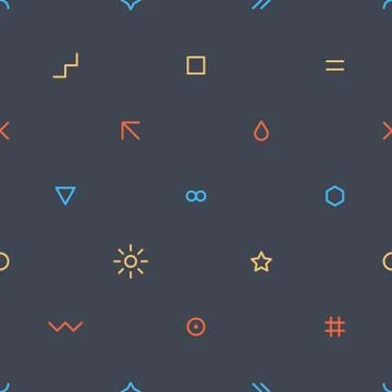 Thin flat seamless pattern on dark gray Illustrazione stock