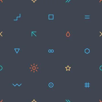 Thin flat seamless pattern on dark gray Illustrazione stock