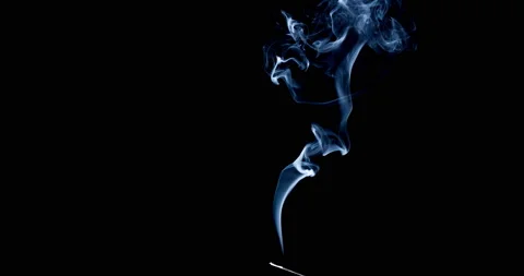 Thin Flexible Trickle of Smoke. Graceful Bends of the Blue Smoke. Natural Stock Footage 159348675