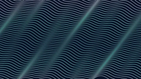 Thin flowing line waves in teal gradient on dark navy Vídeo Stock 348298359
