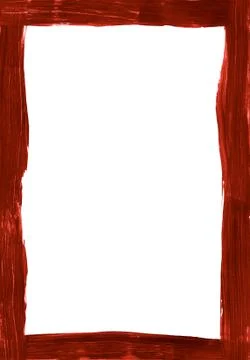 Thin frame painted freehand with dark red paint Stock Photos