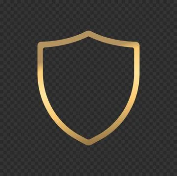 Thin Gold Shield Border Outline Illustrazione stock
