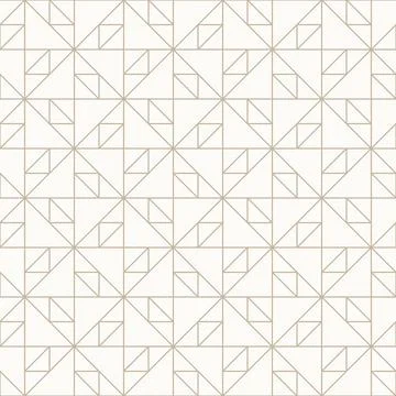 Thin golden brown outlines on light beige background, seamless geometric line Stockillustratie