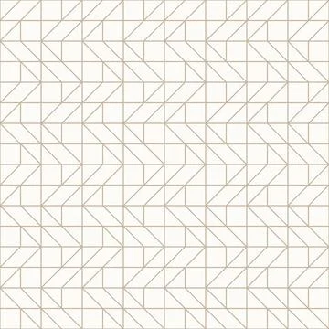 Thin golden brown outlines on light beige background, seamless geometric line Stock Illustration