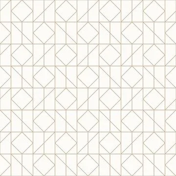 Thin golden brown outlines on light beige background, seamless geometric line Stock Illustration