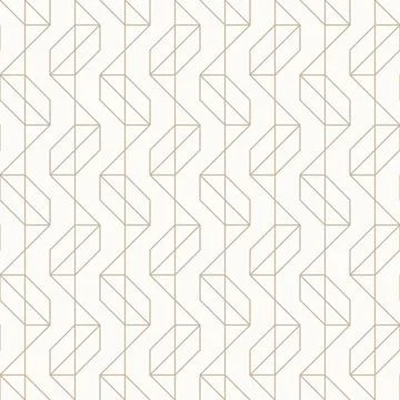 Thin golden brown outlines on light beige background, seamless geometric line Ilustração Stock