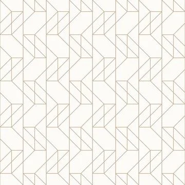 Thin golden brown outlines on light beige background, seamless geometric line Illustration