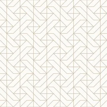 Thin golden brown outlines on light beige background, seamless geometric li.. Stock Illustration