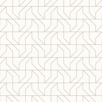 Thin golden brown outlines on light beige background, seamless geometric line Stock Illustration