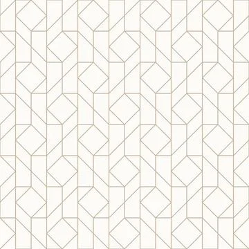 Thin golden brown outlines on light beige background, seamless geometric li.. Ilustración de archivo