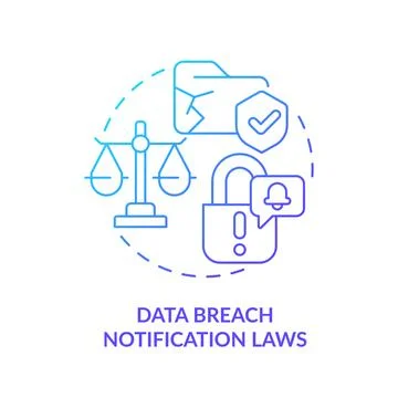 Thin gradient icon data breach notifications law concept Stockillustratie