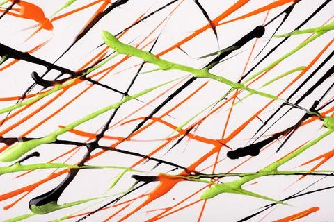 Thin green and black lines and splashes drawn on white background. Stock Illustration