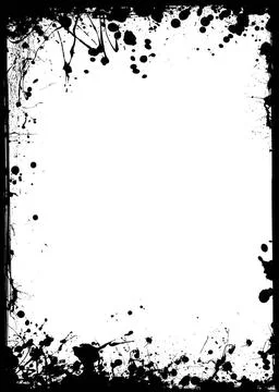 Thin grunge border Black ink border with white center and ink splat Copyri... Stock Photos